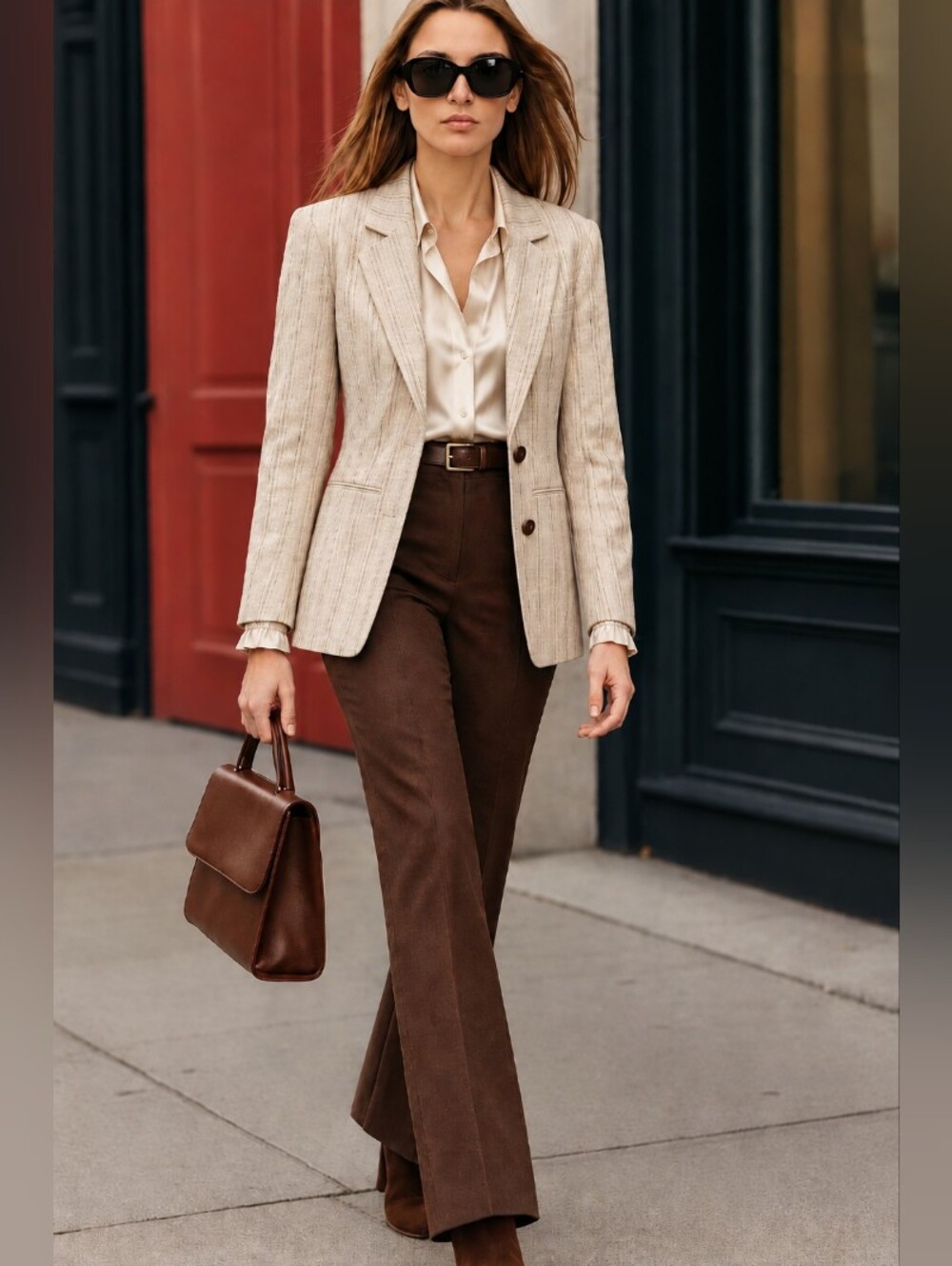 Frank and Oak🐞Beige Neutral Hemp Stripe Relaxed Fit Blazer with Pockets Sz:XS,S